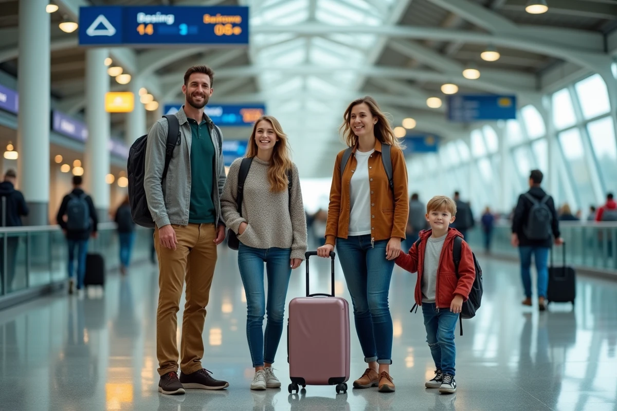 Famille souriante à l