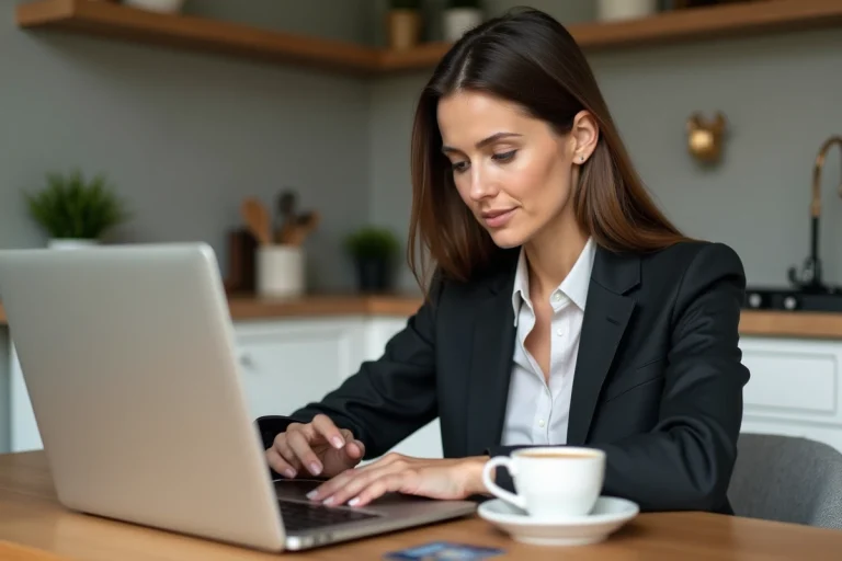 Femme en tenue business casual regardant son calendrier numérique