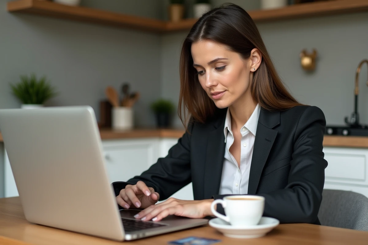 Femme en tenue business casual regardant son calendrier numérique